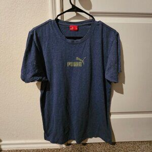 Puma Mens T Shirt Crew Neck Short Sleeve Graphic Logo Blue Casual Cotton Top